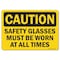 Signmission OSHA Caution Decal, Safety Glasses 2, 24in X 18in Decal, 18" H, 24" W, Landscape OS-CS-D-1824-L-19228 - alternate 1